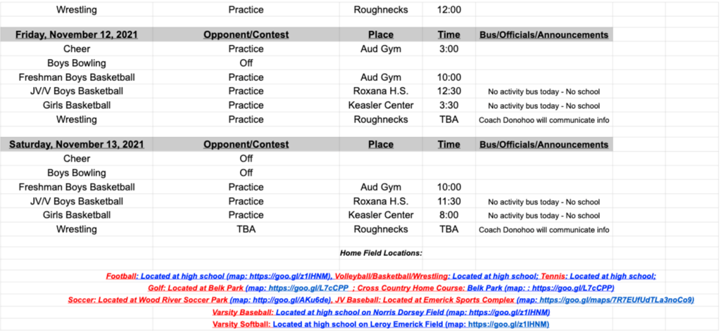 Schedule