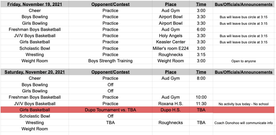 Schedule